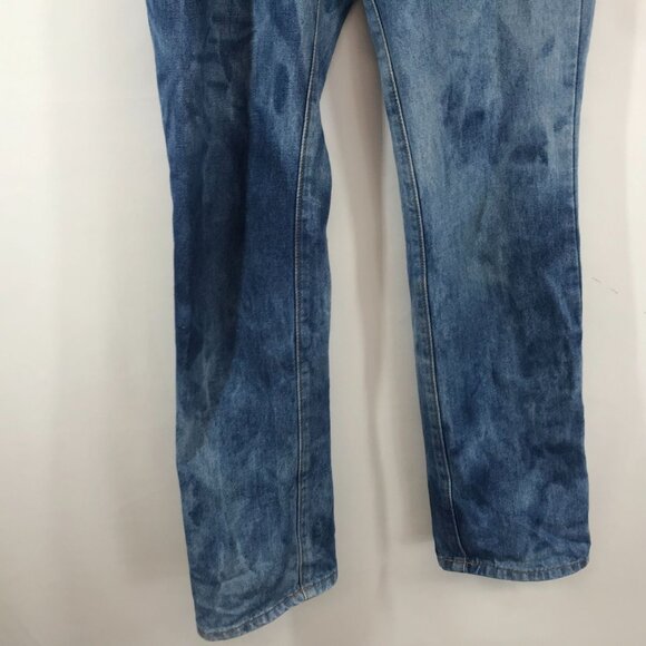 GUESS- WOMEN'S 29 - BLUE DENIM BOOTLEG JEANS TIE DYE BLEACHED - Picture 2 of 8